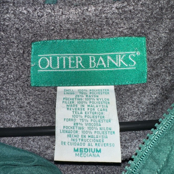 Vintage Outer Banks Men’s Full-Zip Jacket - Size Medium Classic Retro Dark Green - Picture 3 of 5